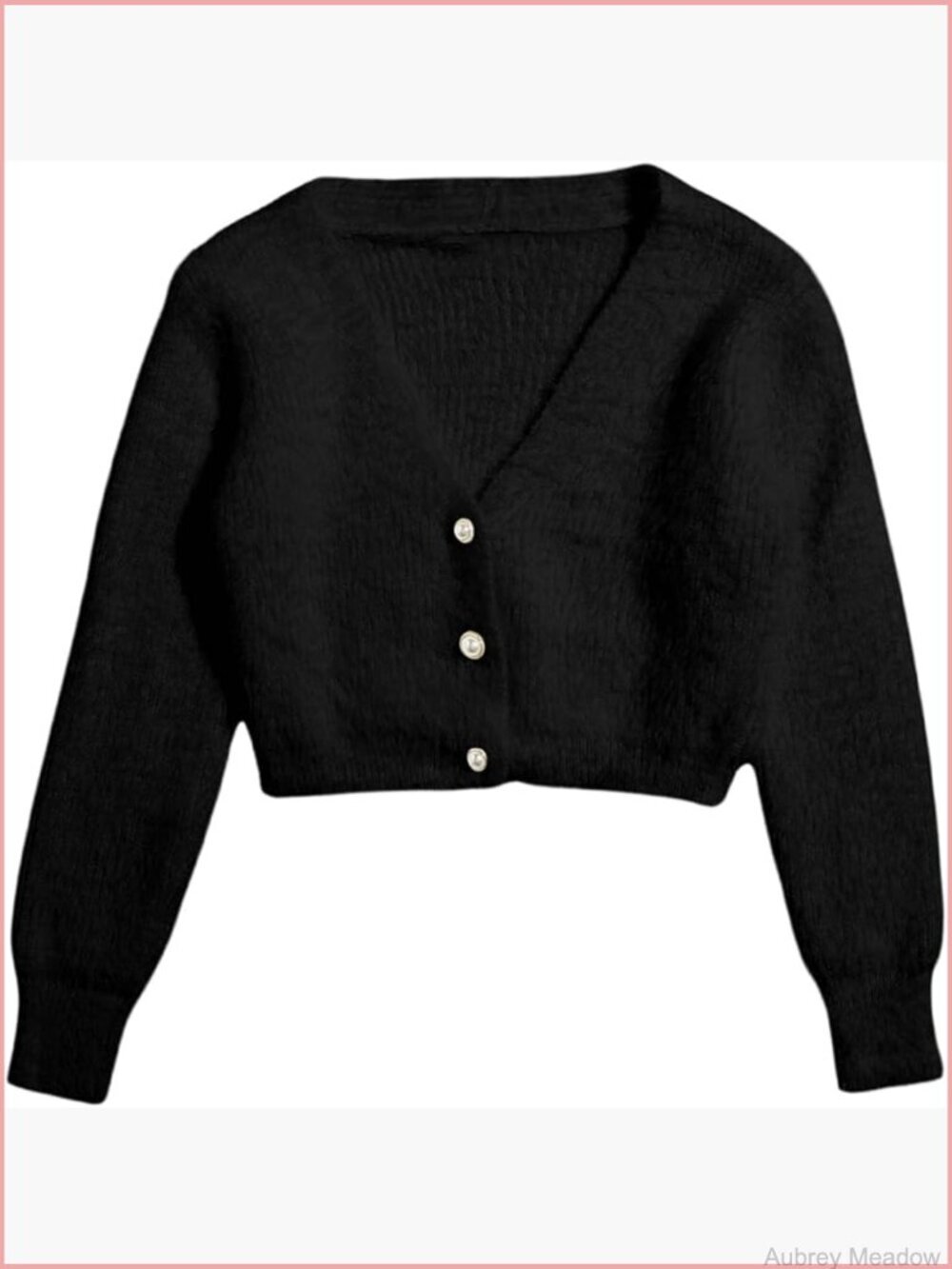 Womens Fuzzy Crop Sweater Cardigan Chunky Pearl Button Down Long Sleeve